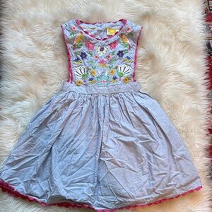 Mini Boden Light Gray Dress with Multicolor Floral Design